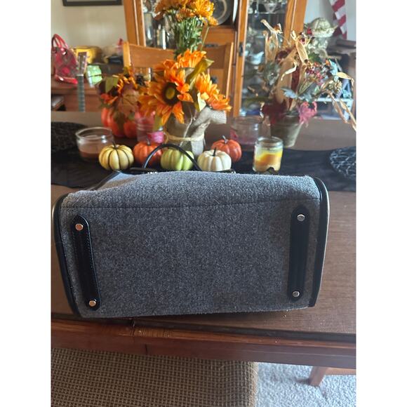 Kate Spade New York Black/Grey Ella Felt and Leather Large Top Zip Tote EUC 499 - Picture 13 of 16